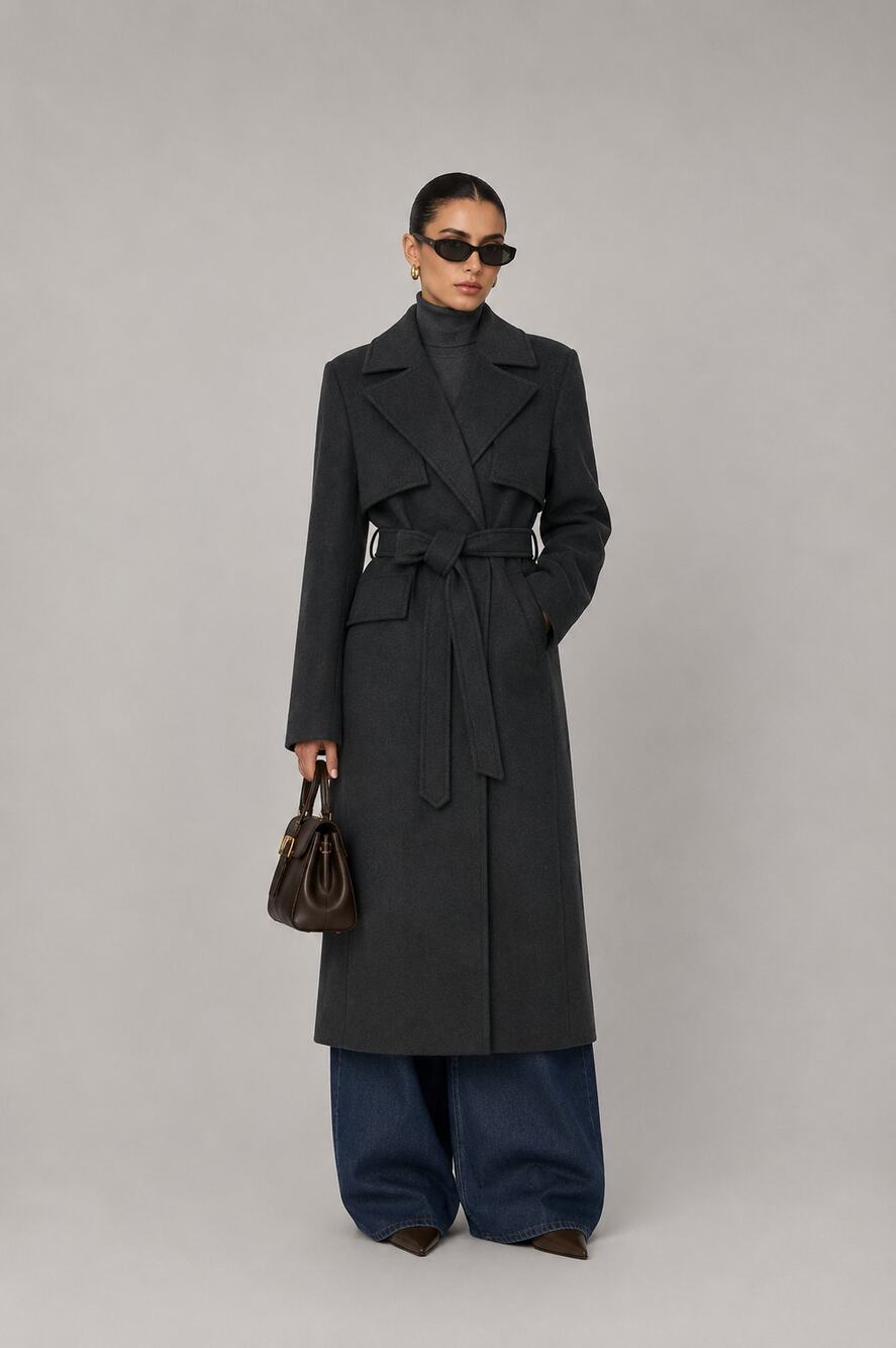 Burberry cashmere and wool Long Charcoal Gray Coat 8